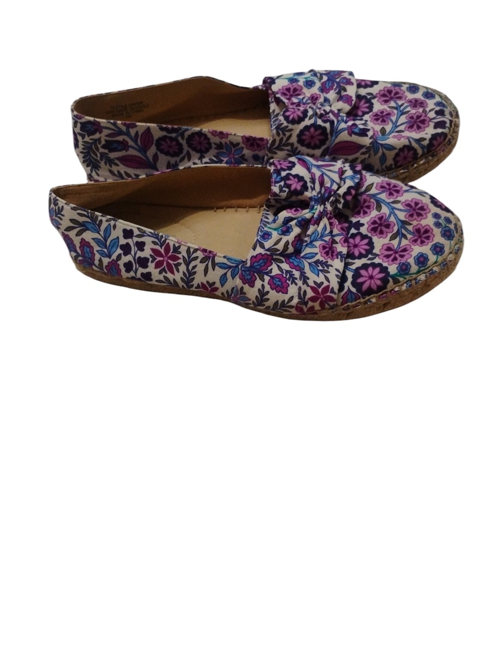 Talbots Floral Knot Slip-On Flats in Pink and Blue Izzy Espadrilles SZ 8